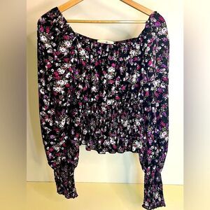 NWT - Floral smoked blouse - Large (juniors sizing)